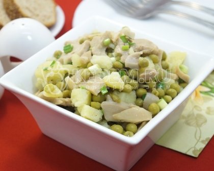Постный салат с шампиньонами